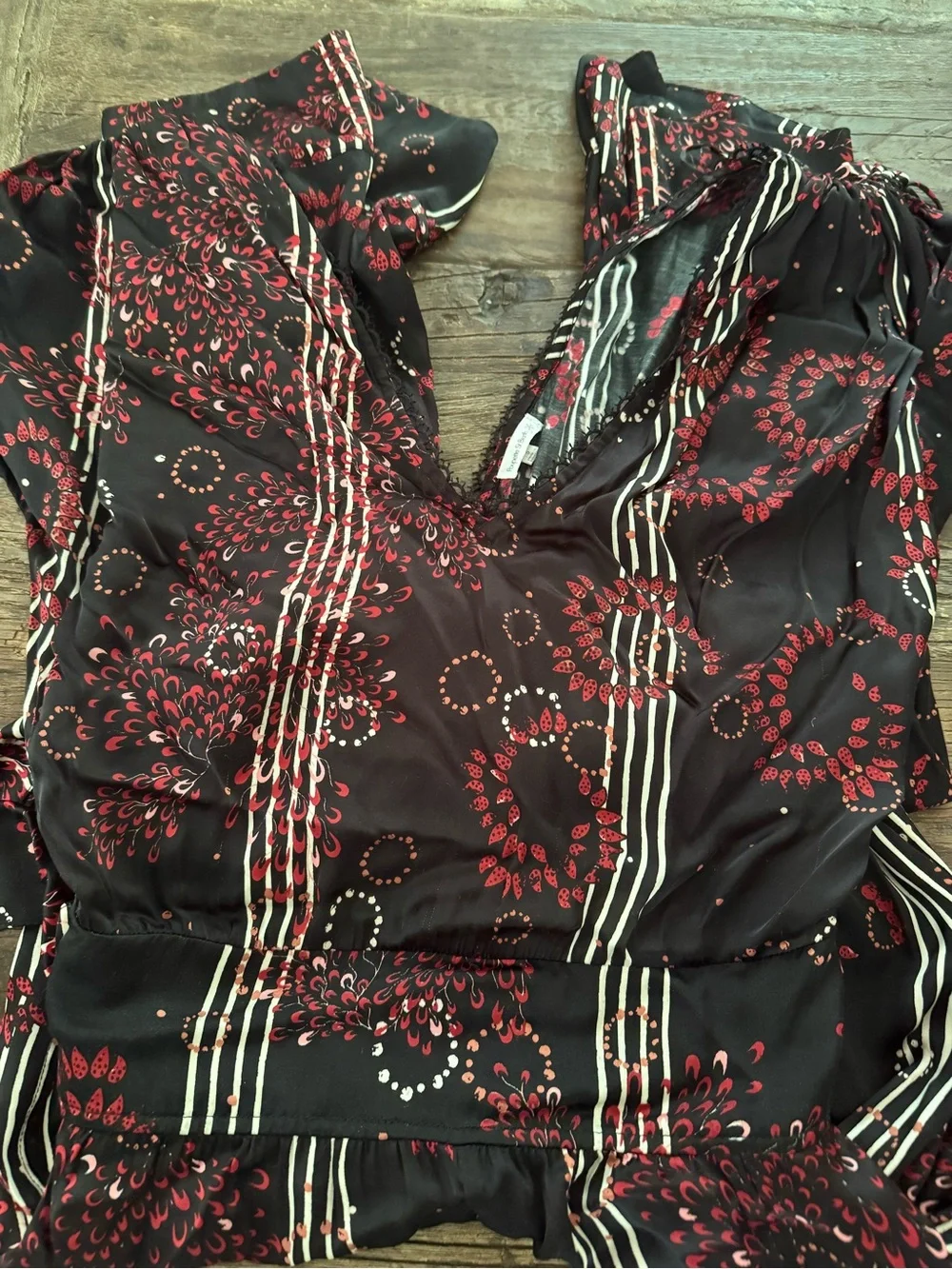 Women's black Wide-Leg Jumpsuit with Red Print by Poupette St. Barts